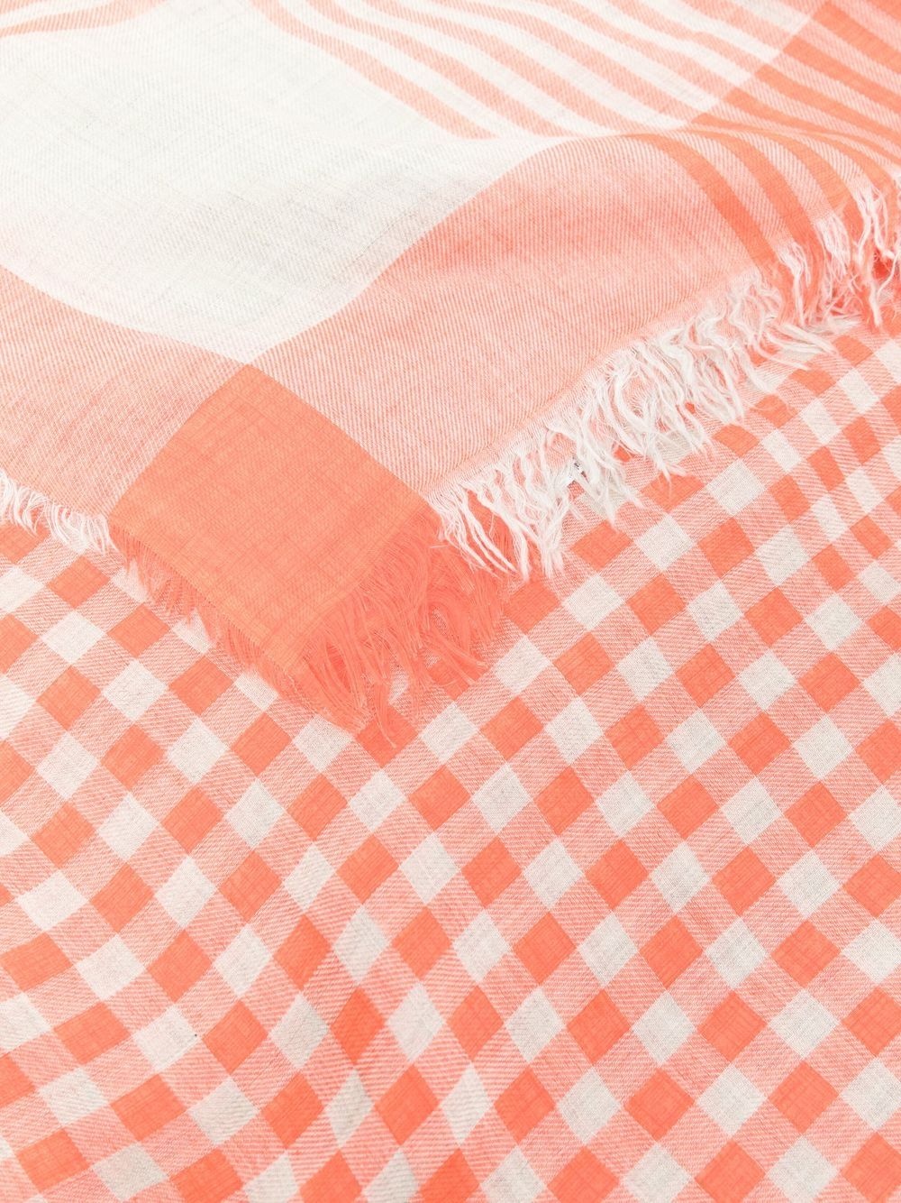 gingham-print frayed scarf - 3