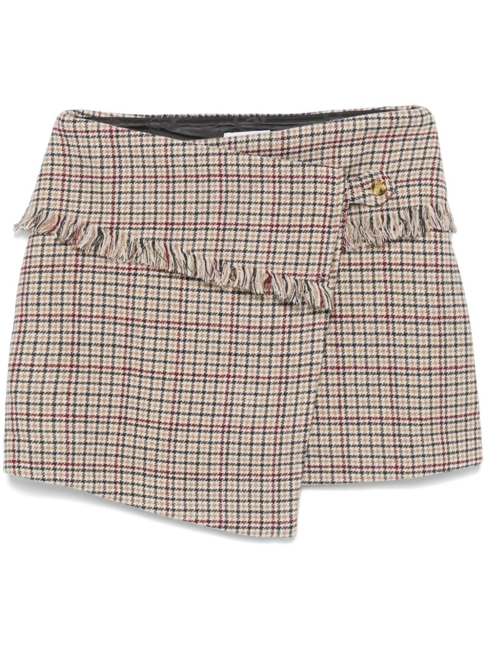 checked wrap mini skirt - 1