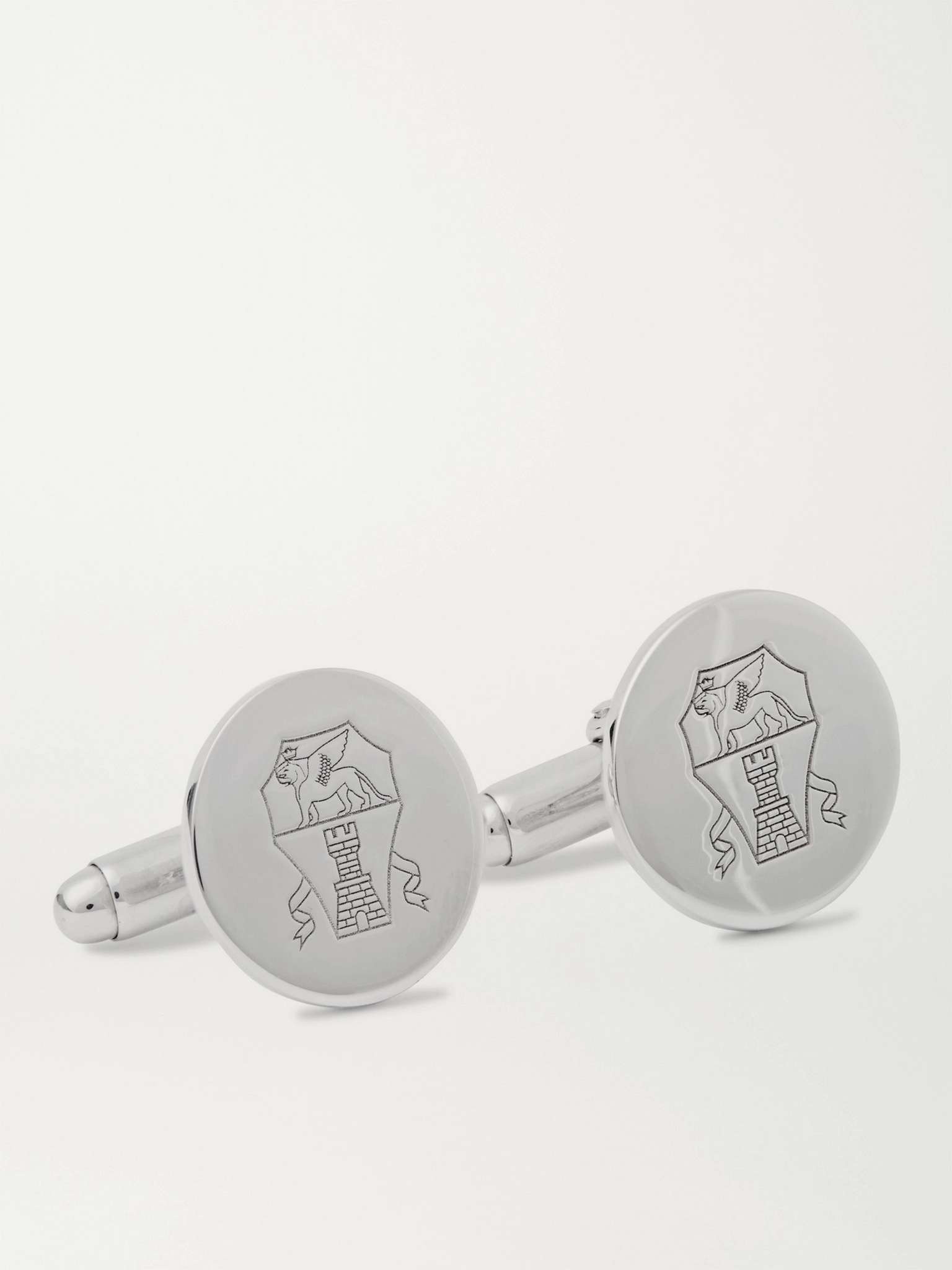 Logo-Engraved Silver Cufflinks - 1