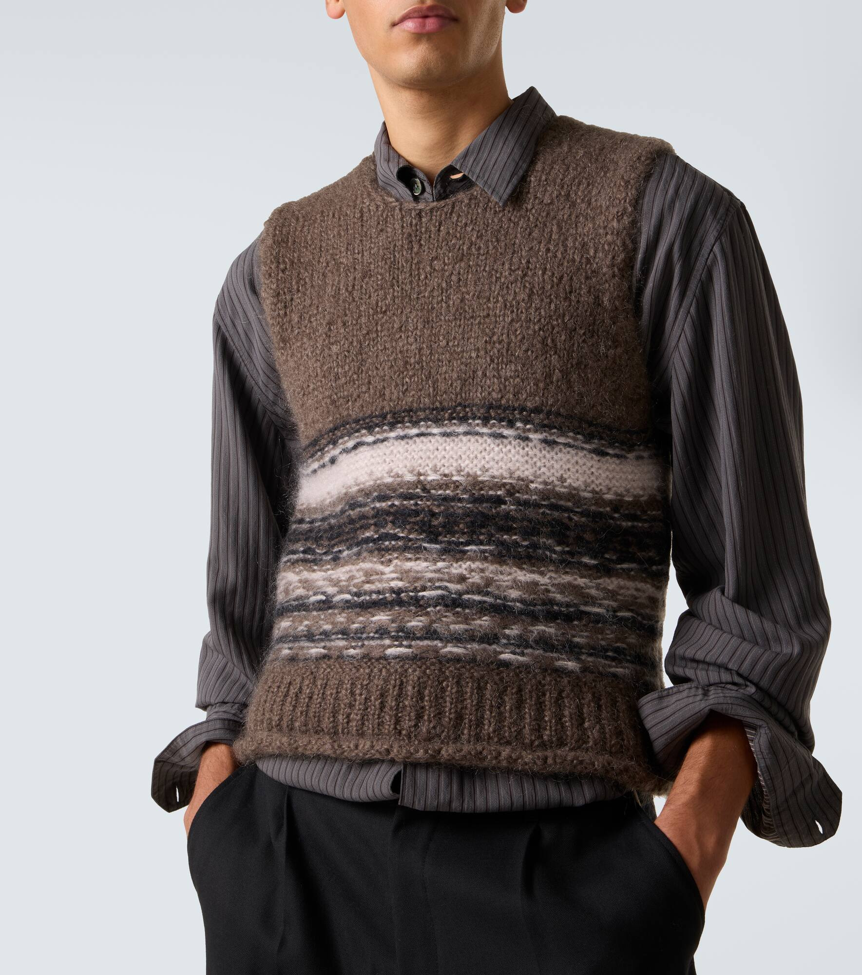 Pleaser striped wool-blend sweater vest - 5