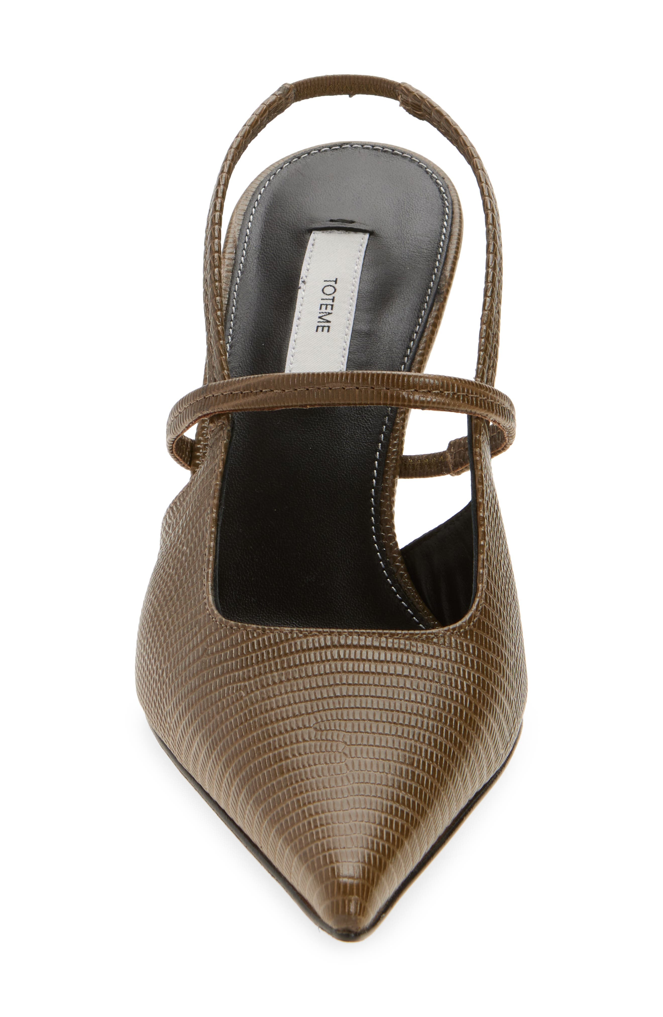 TOTEME Lizard Embossed Sharp Pointed Toe Slingback Pump in Dark Olive at Nordstrom - 4