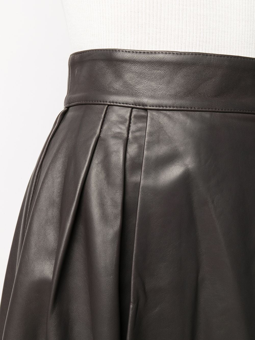 pleat-detail leather skirt - 5