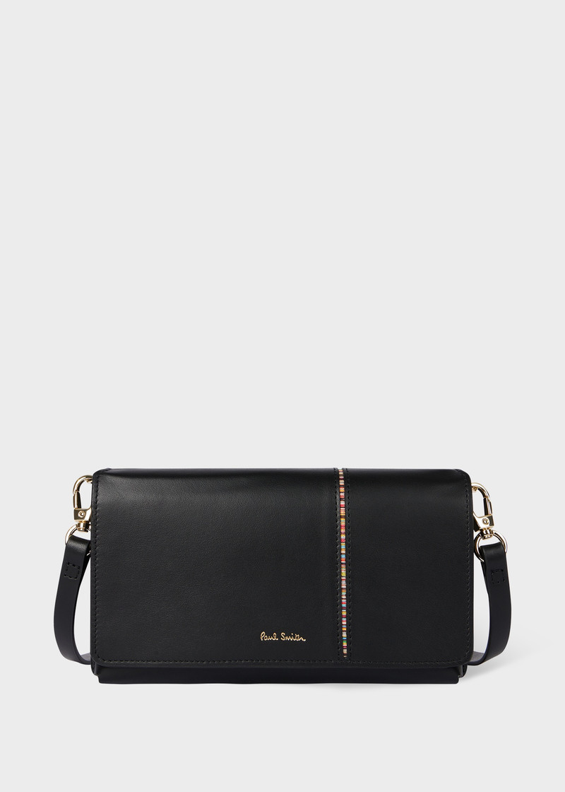 Women's Black Leather 'Signature Stripe' Phone Bag 1