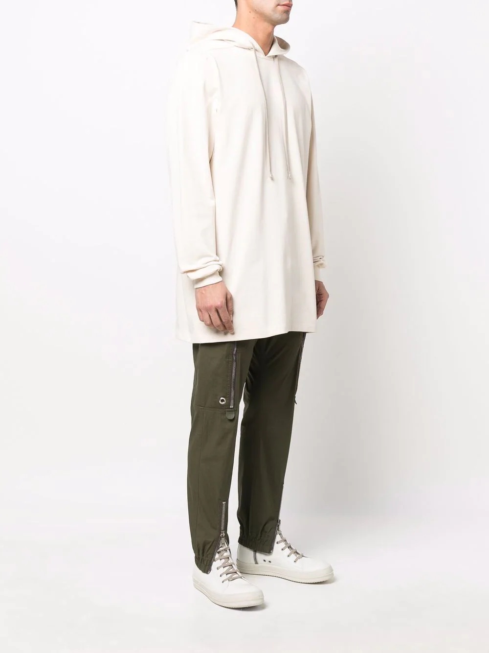 long-line cotton hoodie - 3