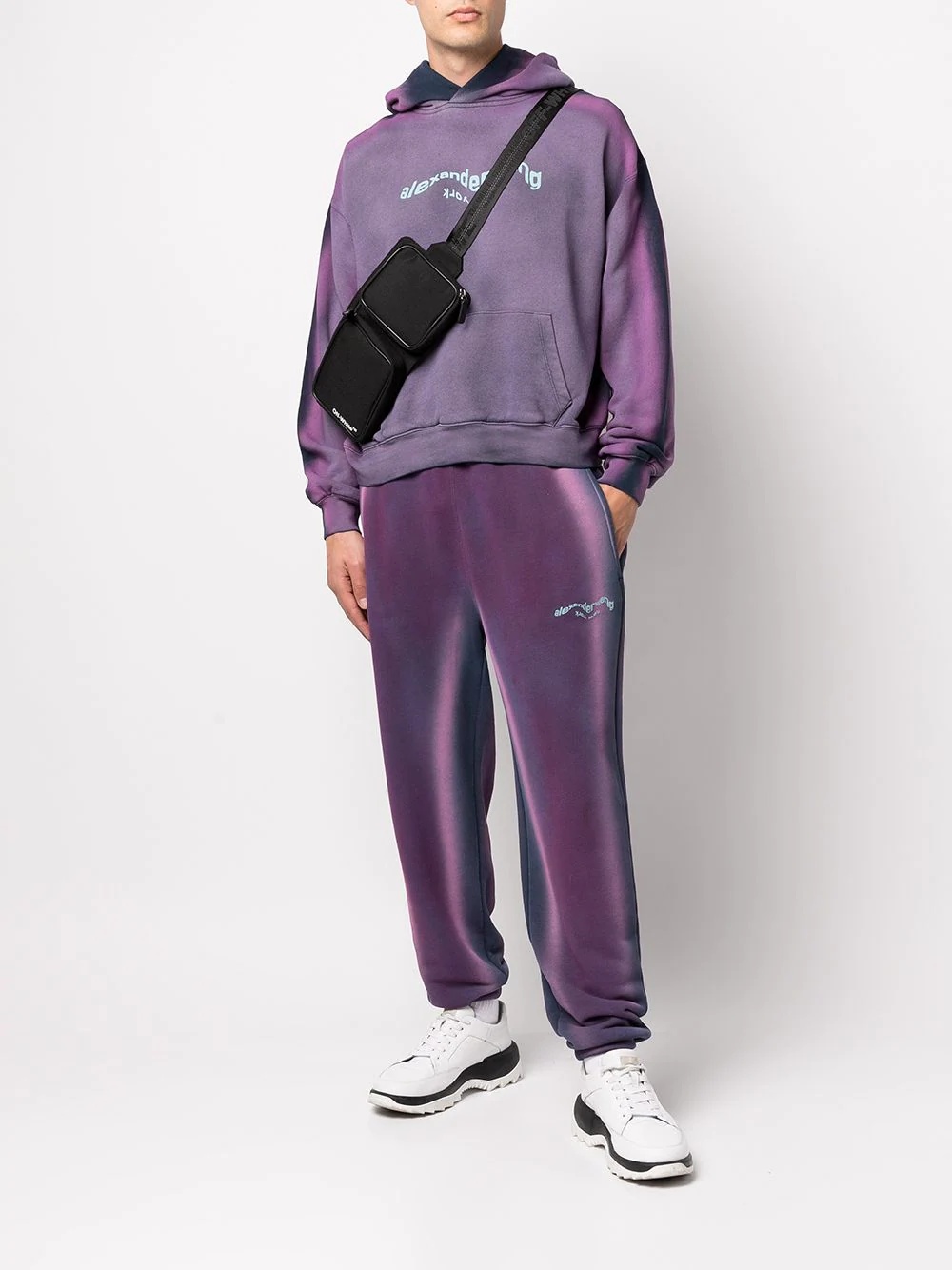 acid-wash drawstring track pants - 2