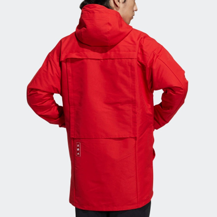 adidas Cny Jkt Top Sports Training Printing hooded Fleece Lined Woven Jacket Red H37918 - 3