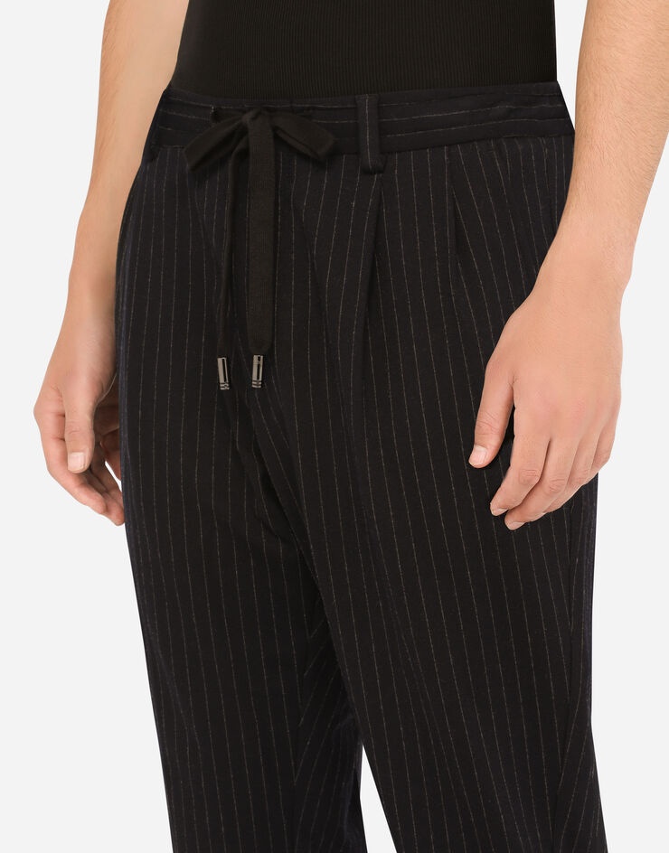 Stretch pinstripe wool jogging pants - 4