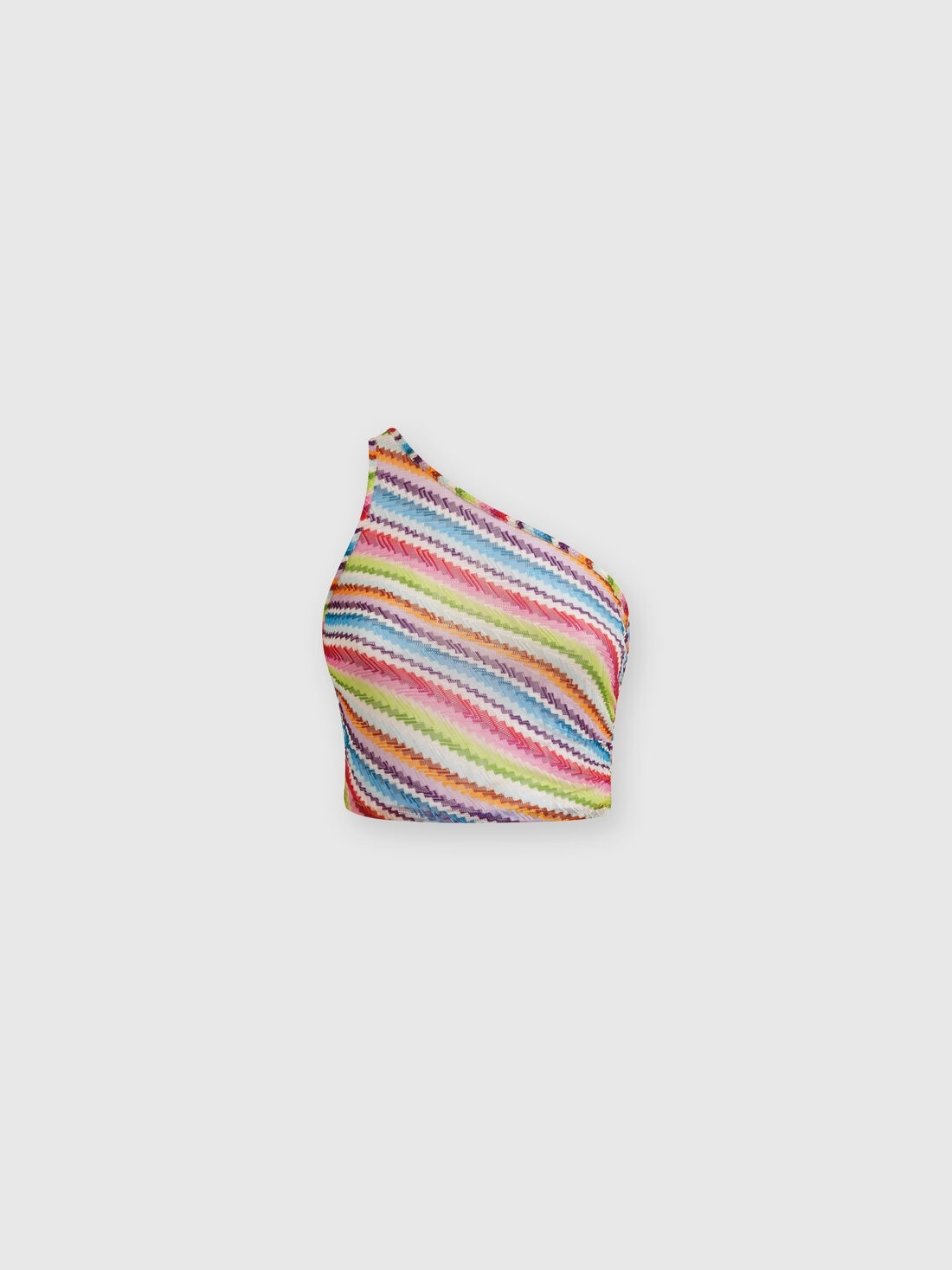 One-shoulder crop top with side gathering - 1