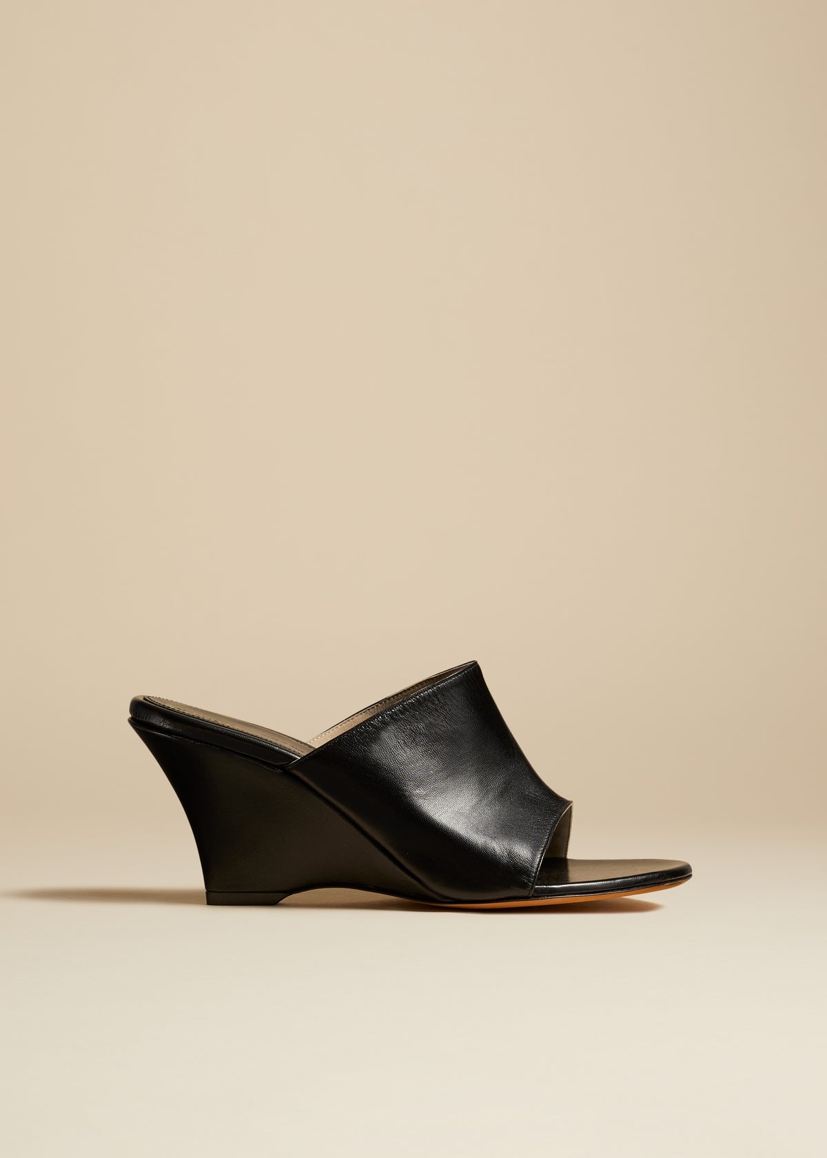 The Marion Wedge Sandal in Black Leather - 1