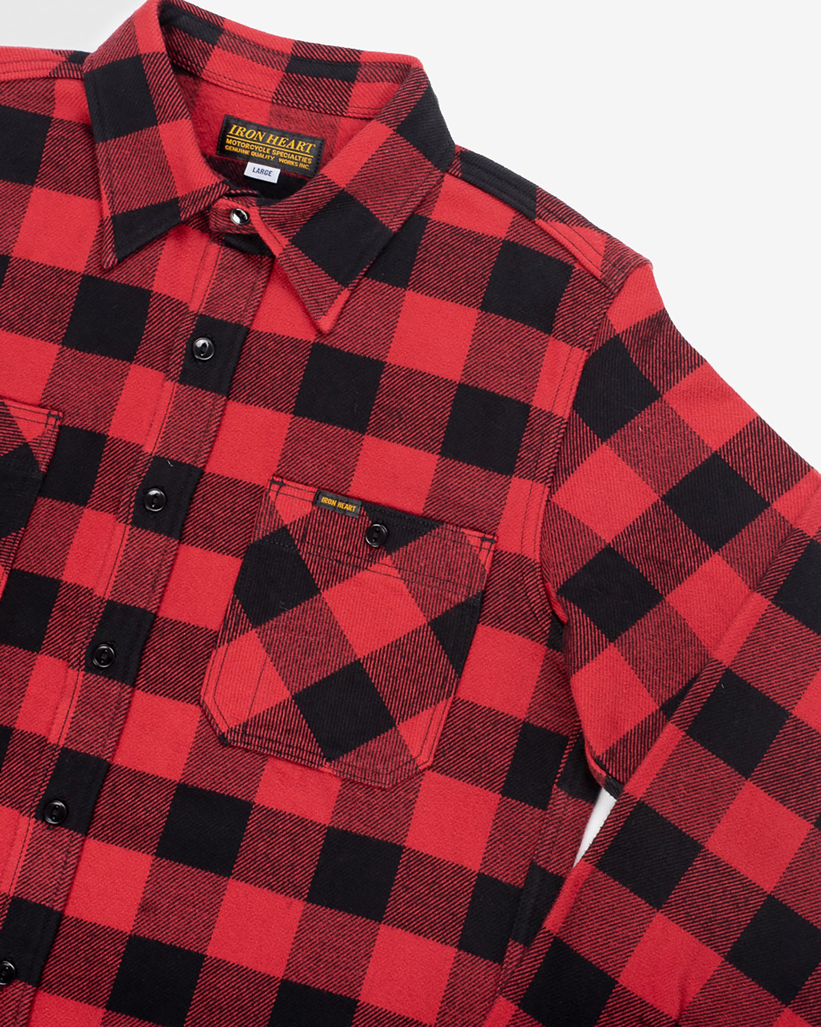 IHSH-244-RED Ultra Heavy Flannel Buffalo Check Work Shirt - Red/Black - 5