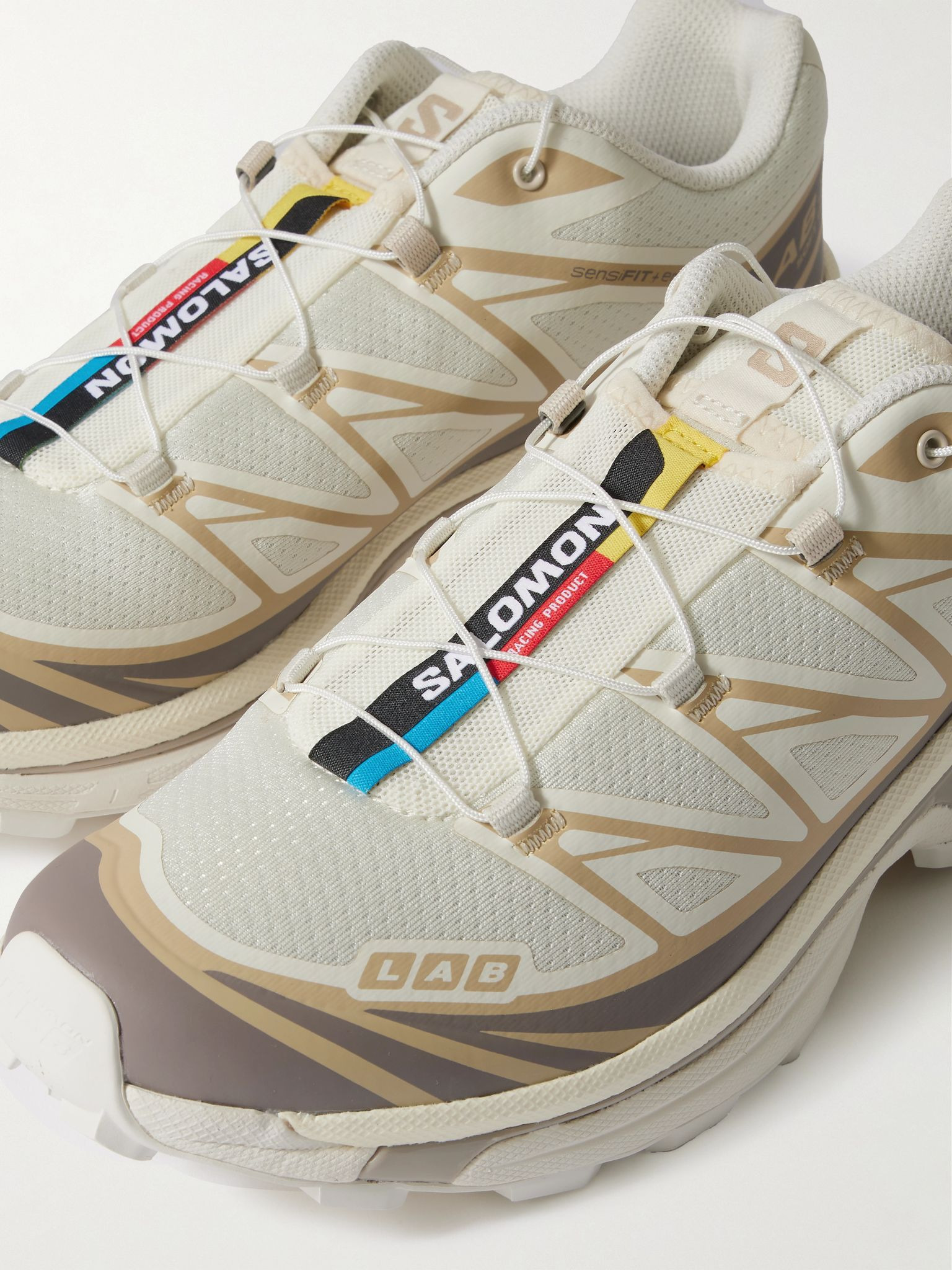 XT-6 Rubber-Trimmed Mesh Sneakers Off-white - 5