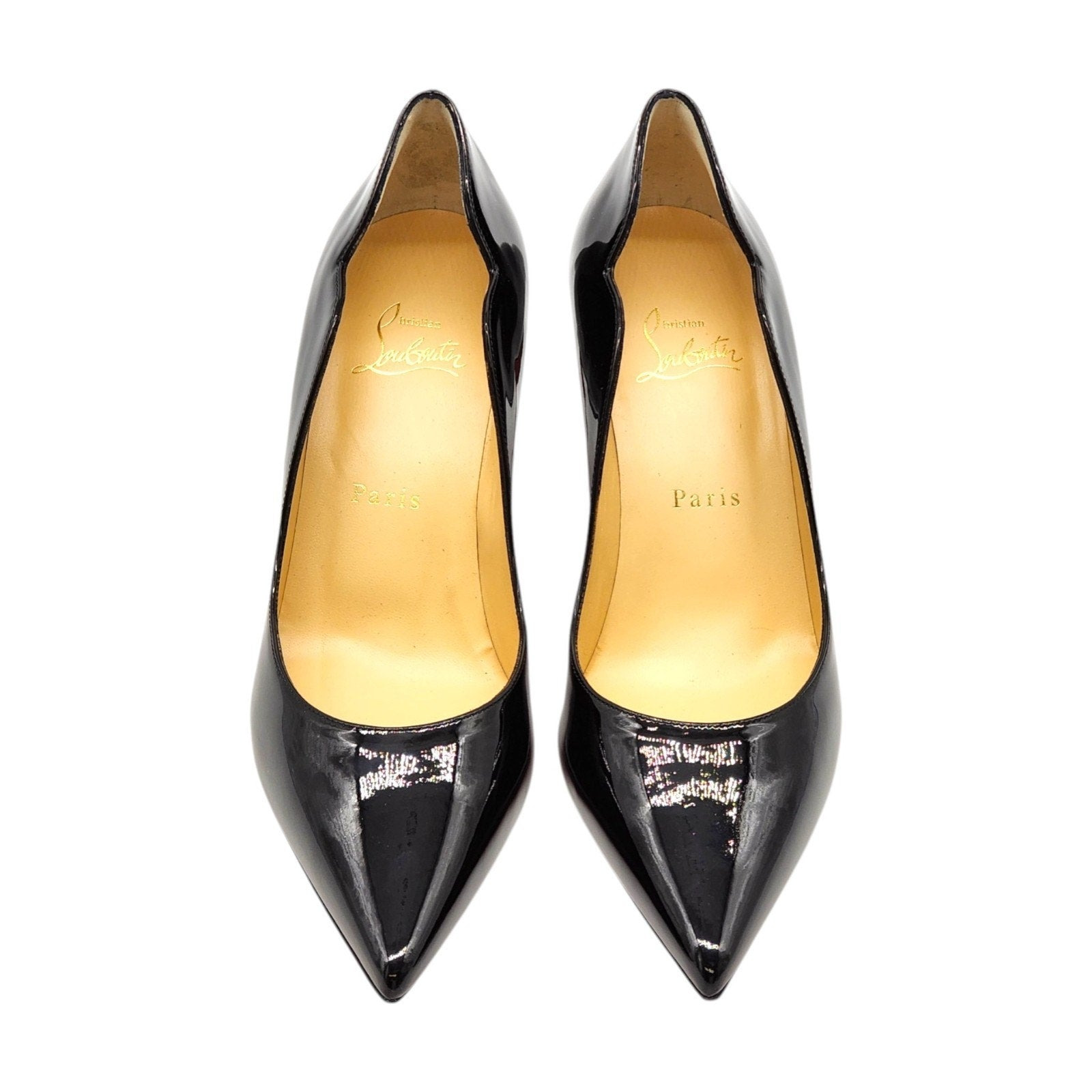 Christian Louboutin Hot Chick Patent Leather Kitten Heel Pumps Black - 4