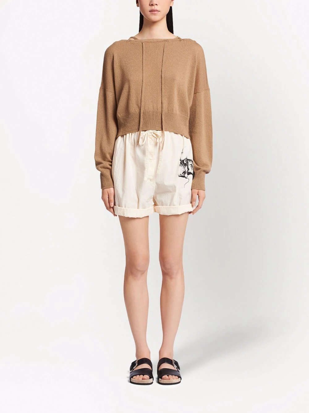 tie-fastening off-shoulder jumper - 2