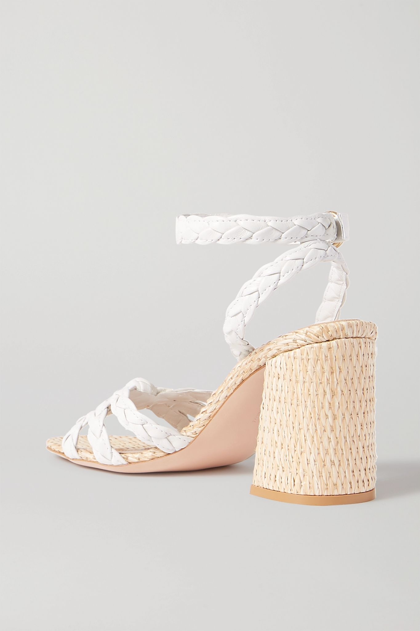 85 woven leather and raffia sandals - 4