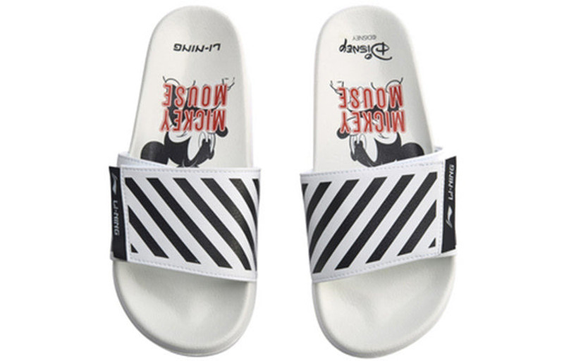 Li-Ning Li-Ning Sports Fashion Series Disney Mickey Crossover Stylish White Slippers AGAQ023-5 outlook