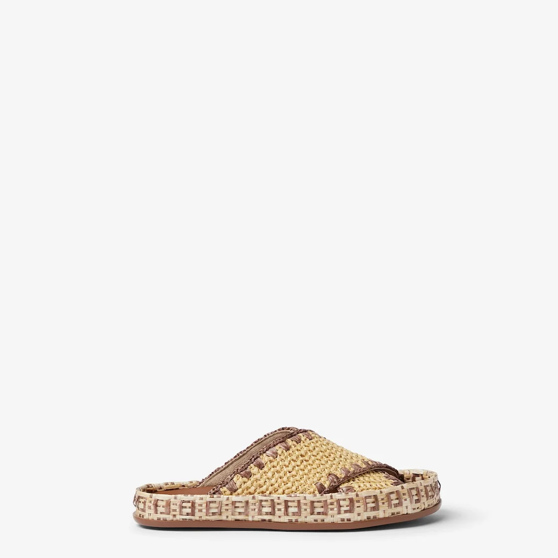 Fendi Beige raffia-effect material slides - 1