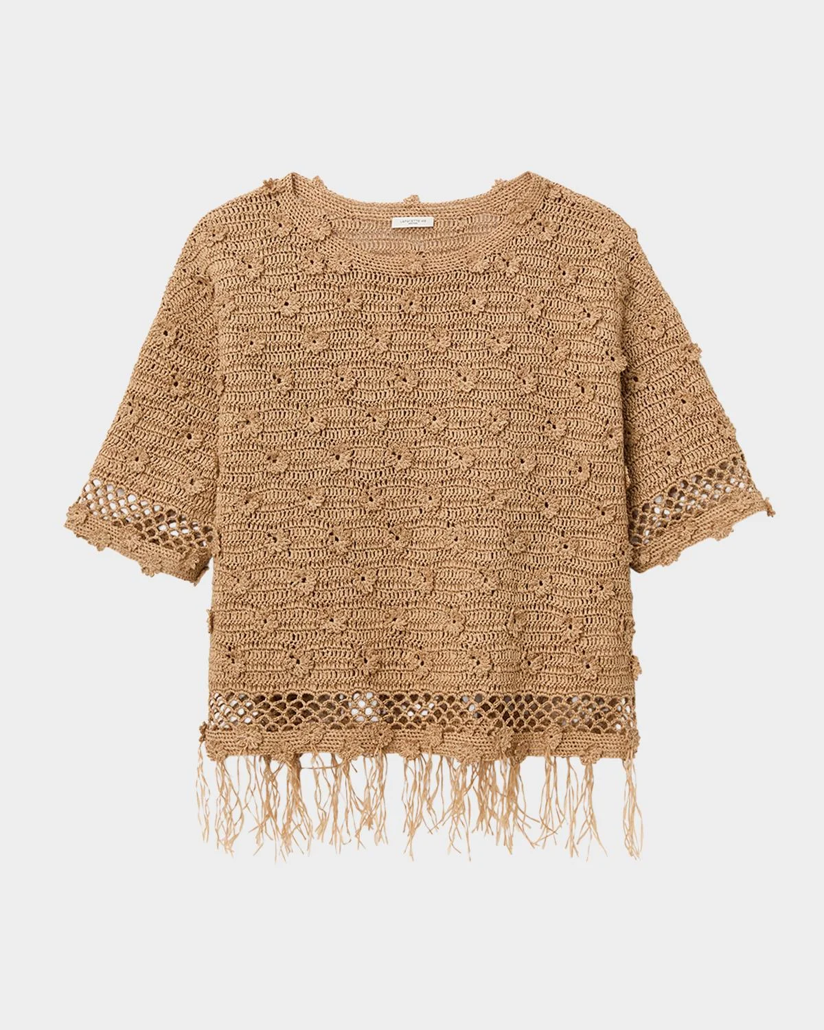 Floral Paper Ribbon Crochet Sweater - 1