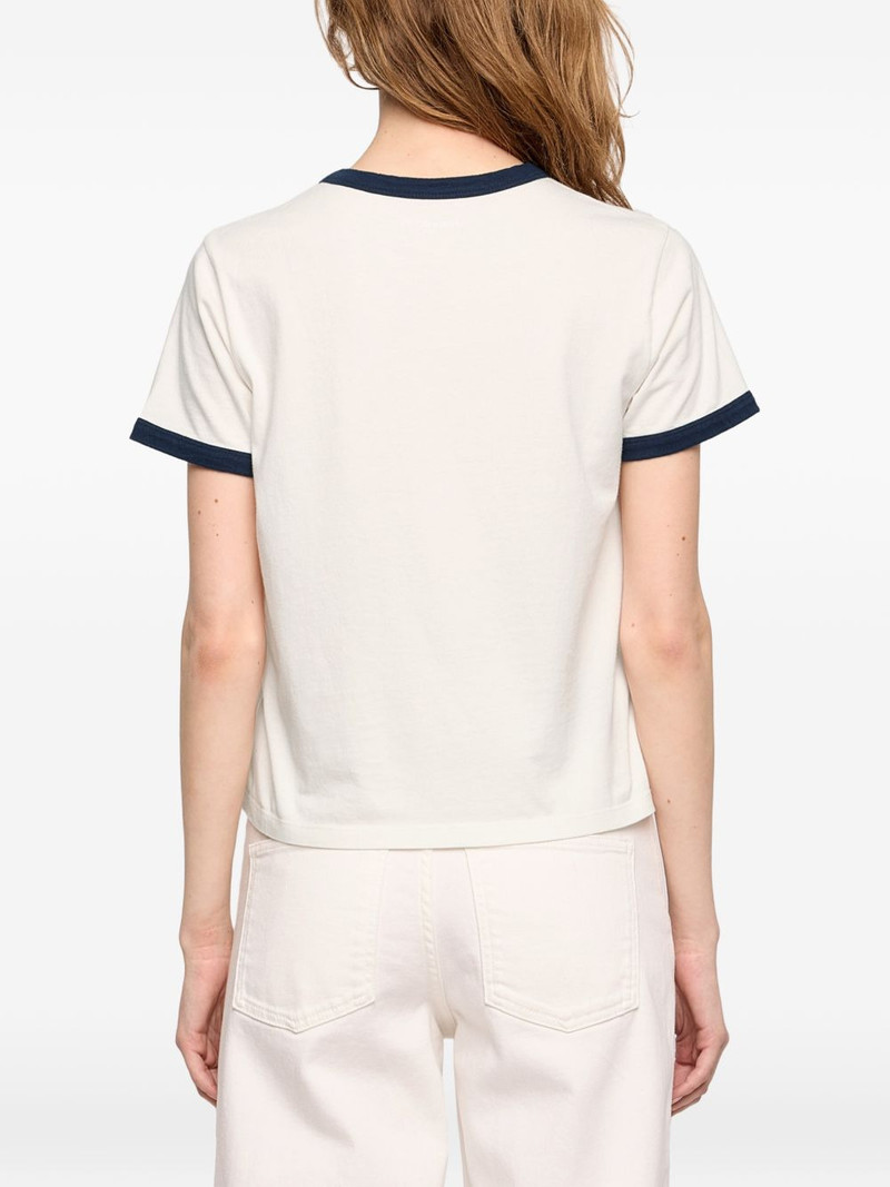 Woos logo-print ringer T-shirt 6