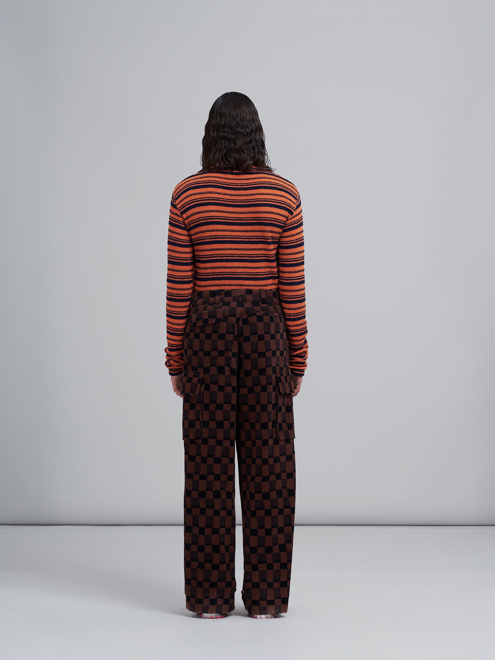 ICONIC DAMIER PRINT CORDUROY CARGO TROUSERS - 3