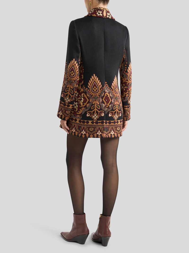 DOUBLE-BREASTED WOOL-BLEND JACQUARD COAT WITH FLORAL MOTIF 4