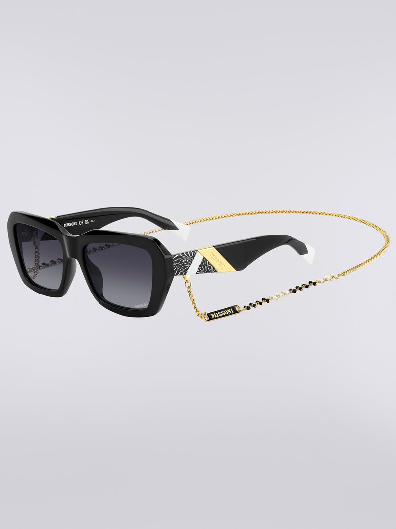 Missoni Square acetate sunglasses with a metal chain outlook