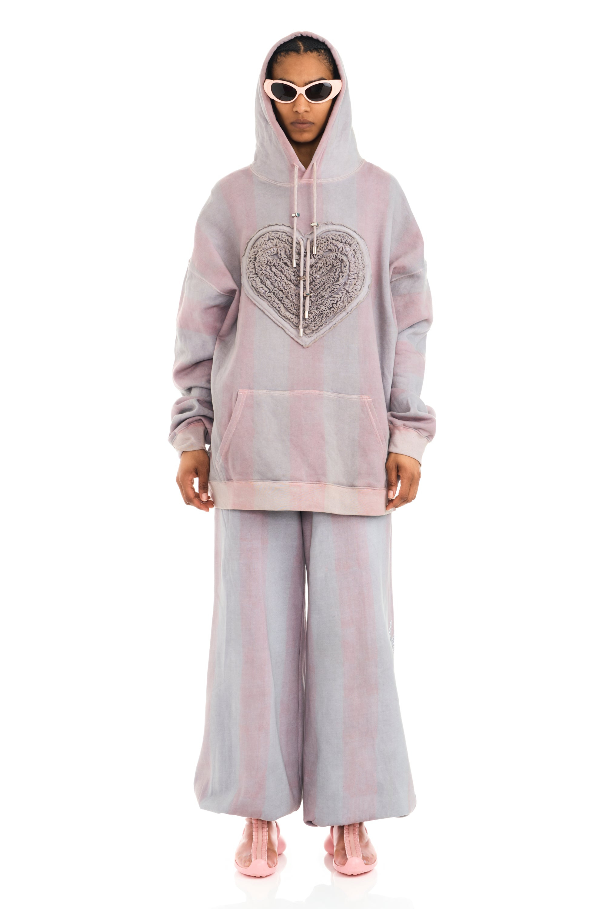 FOG STRIPE SOFT HEART HOODIE - 3