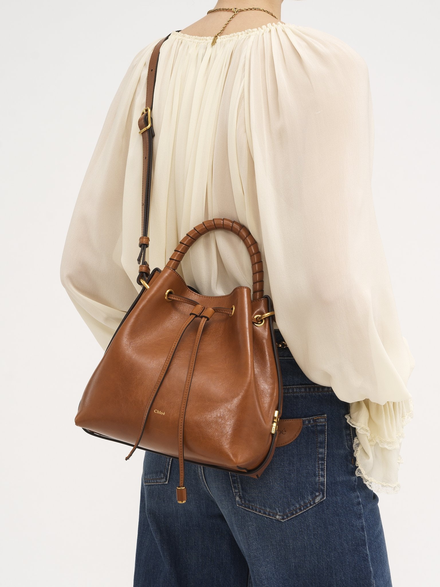 MARCIE BUCKET BAG IN SHINY LEATHER - 7