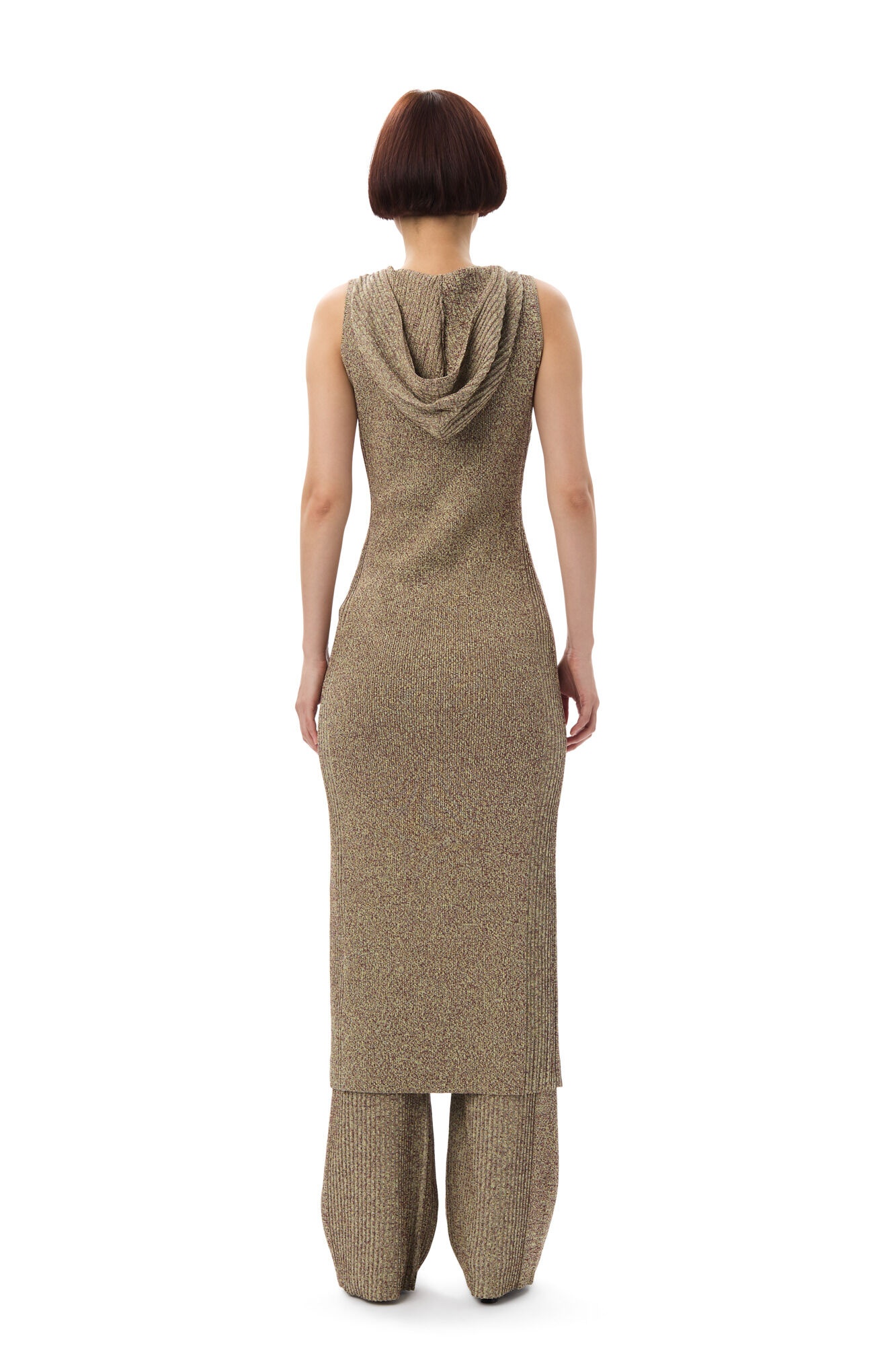 GANNI X PALOMA ELSESSER MELANGE RIB SLEEVELESS DRESS - 8