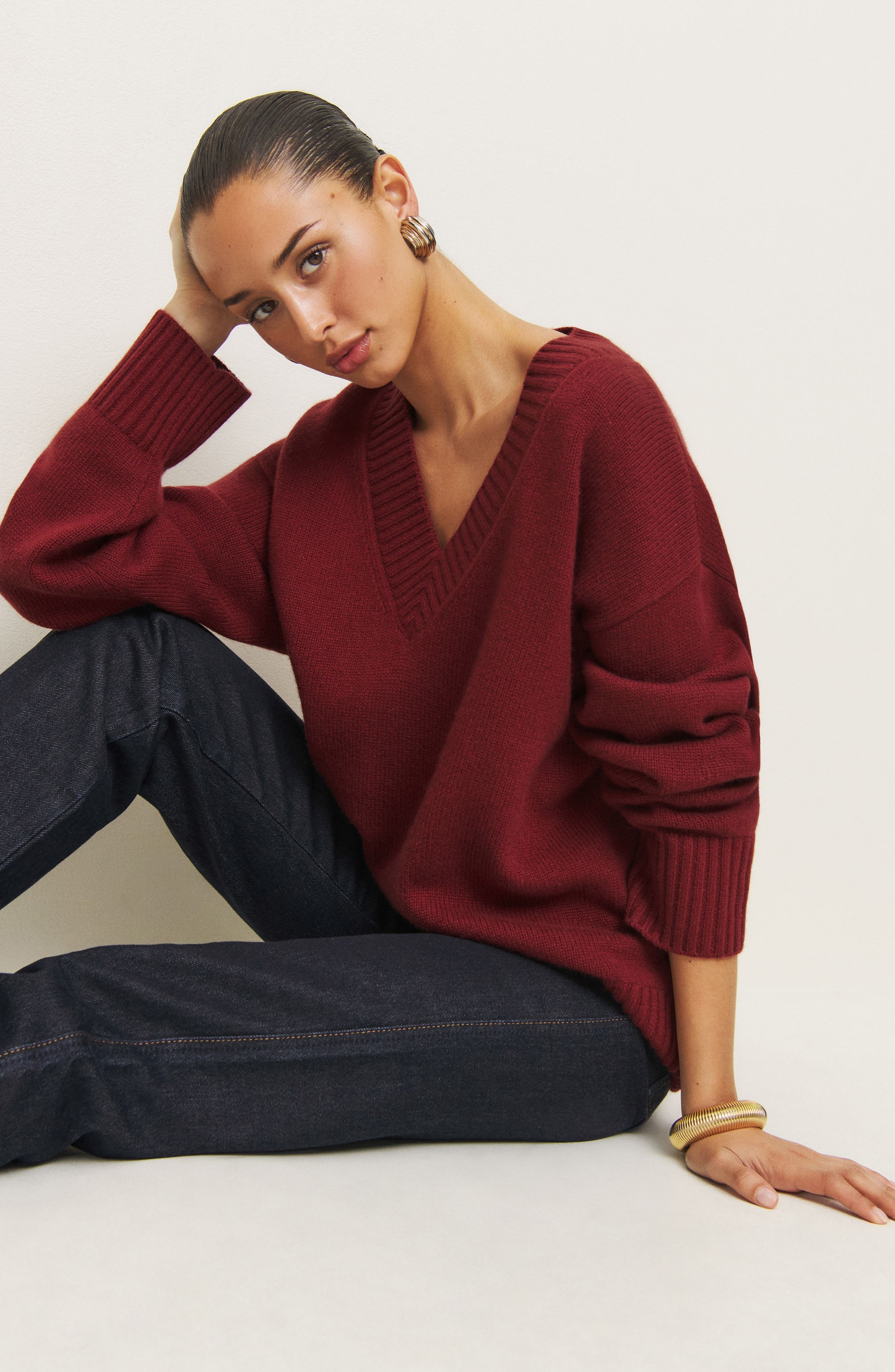 Reformation Jadey Oversize Cashmere Sweater in Chianti at Nordstrom - 4