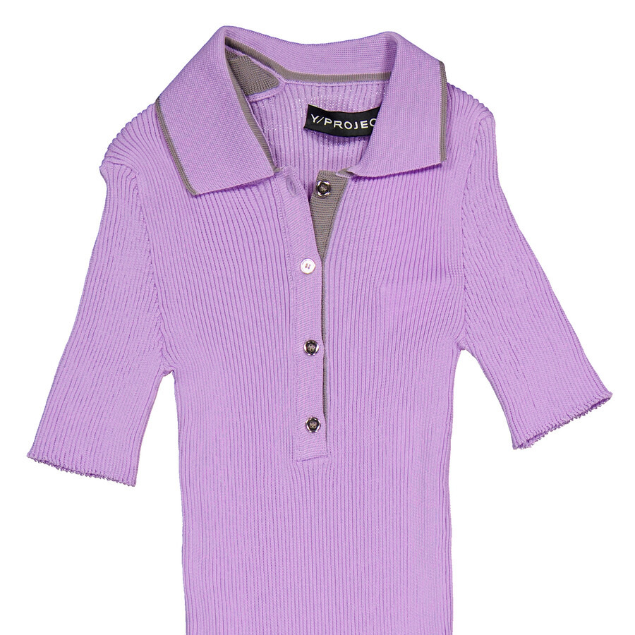 Y / Project Ladies Lilac Double Collar Polo Mini Dress - 5