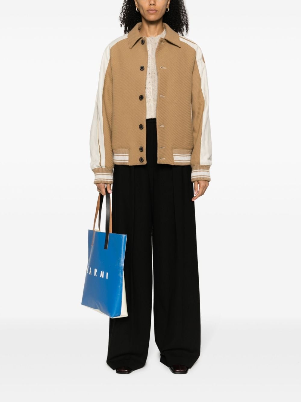 button-down ribbed bomber jacket - 3