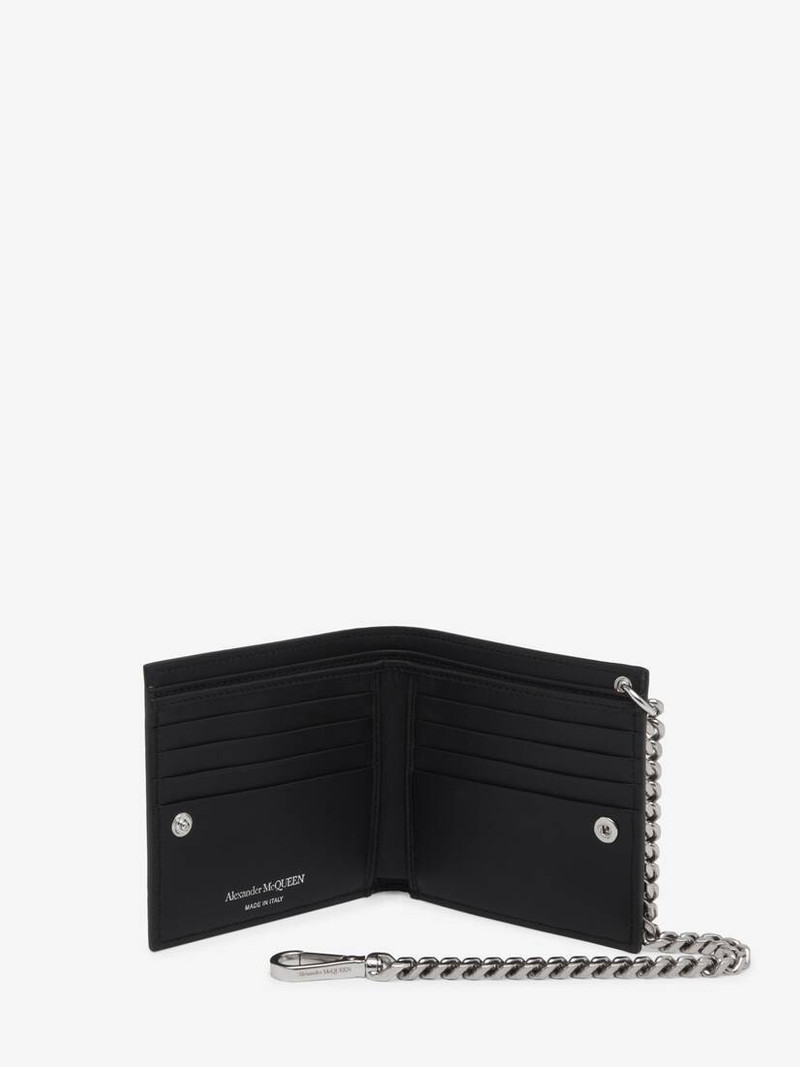 Alexander McQueen Men's Studded Billfold Wallet With Chain in Black outlook