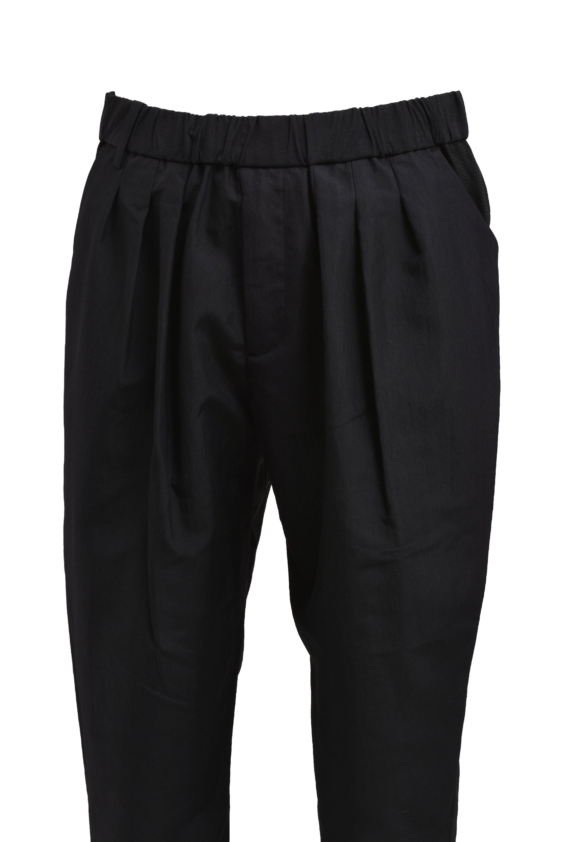 POLYESTER TAFFETA TAPERED EASY PANTS / BLK - 4