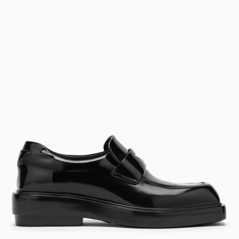 Prada Black Brushed Leather Loafers Women - 1