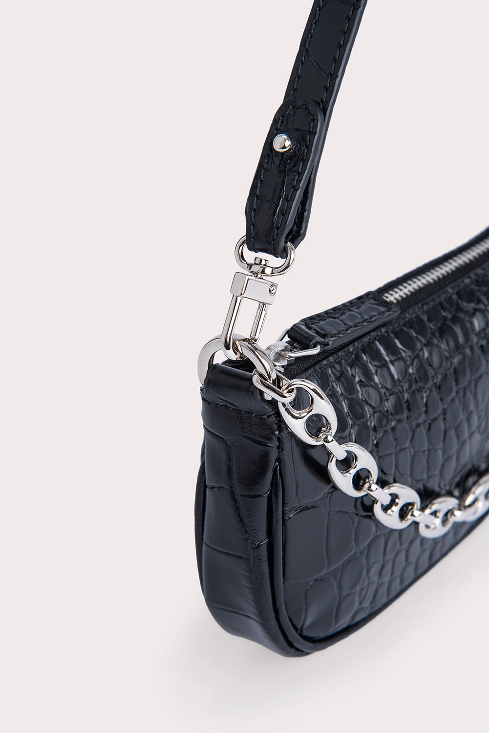 MINI RACHEL BLACK CROCO EMBOSSED LEATHER - 3