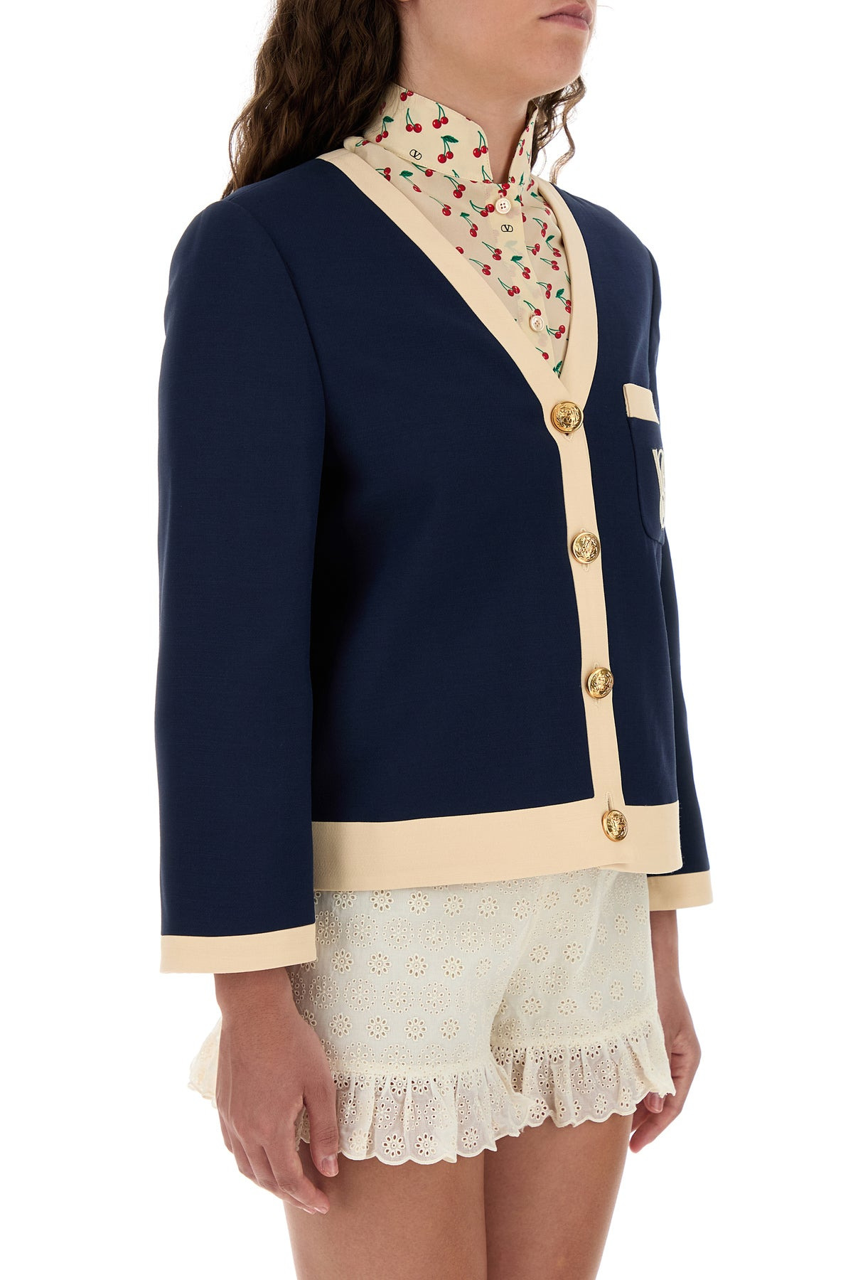 Navy blue wool blend blazer - 3