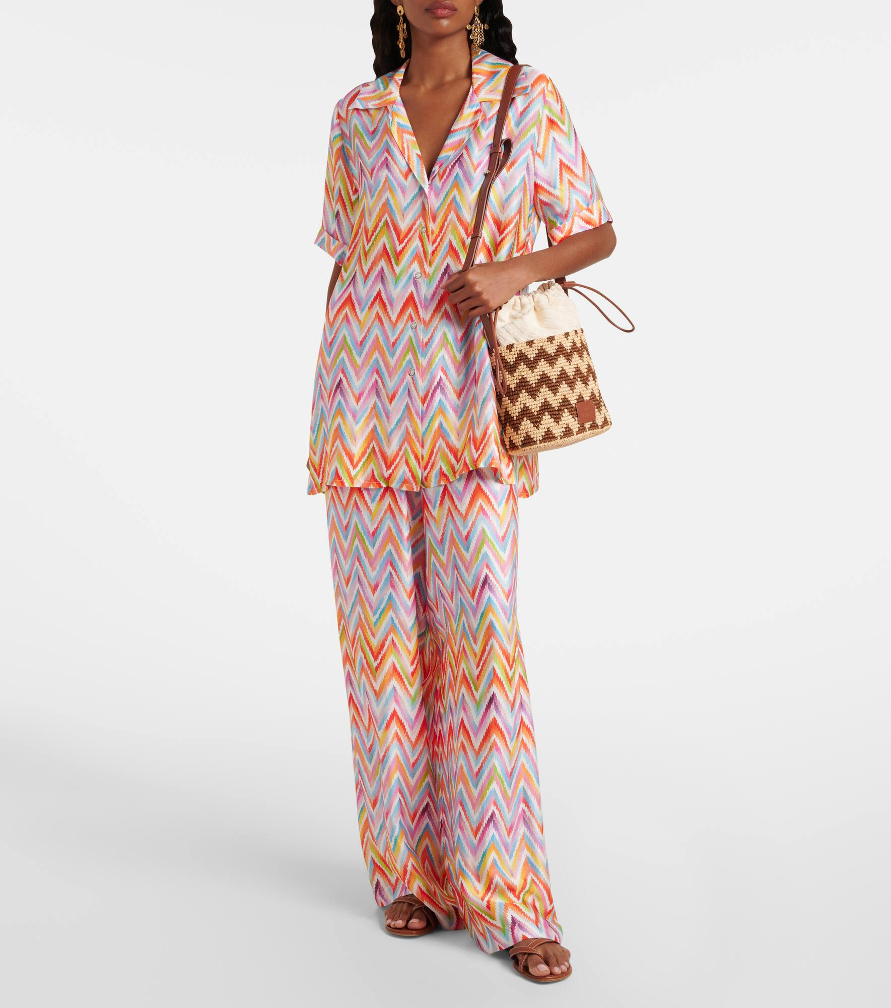 Zigzag Medium raffia bucket bag - 5