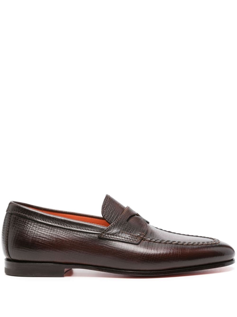 textured leather loafers - 1