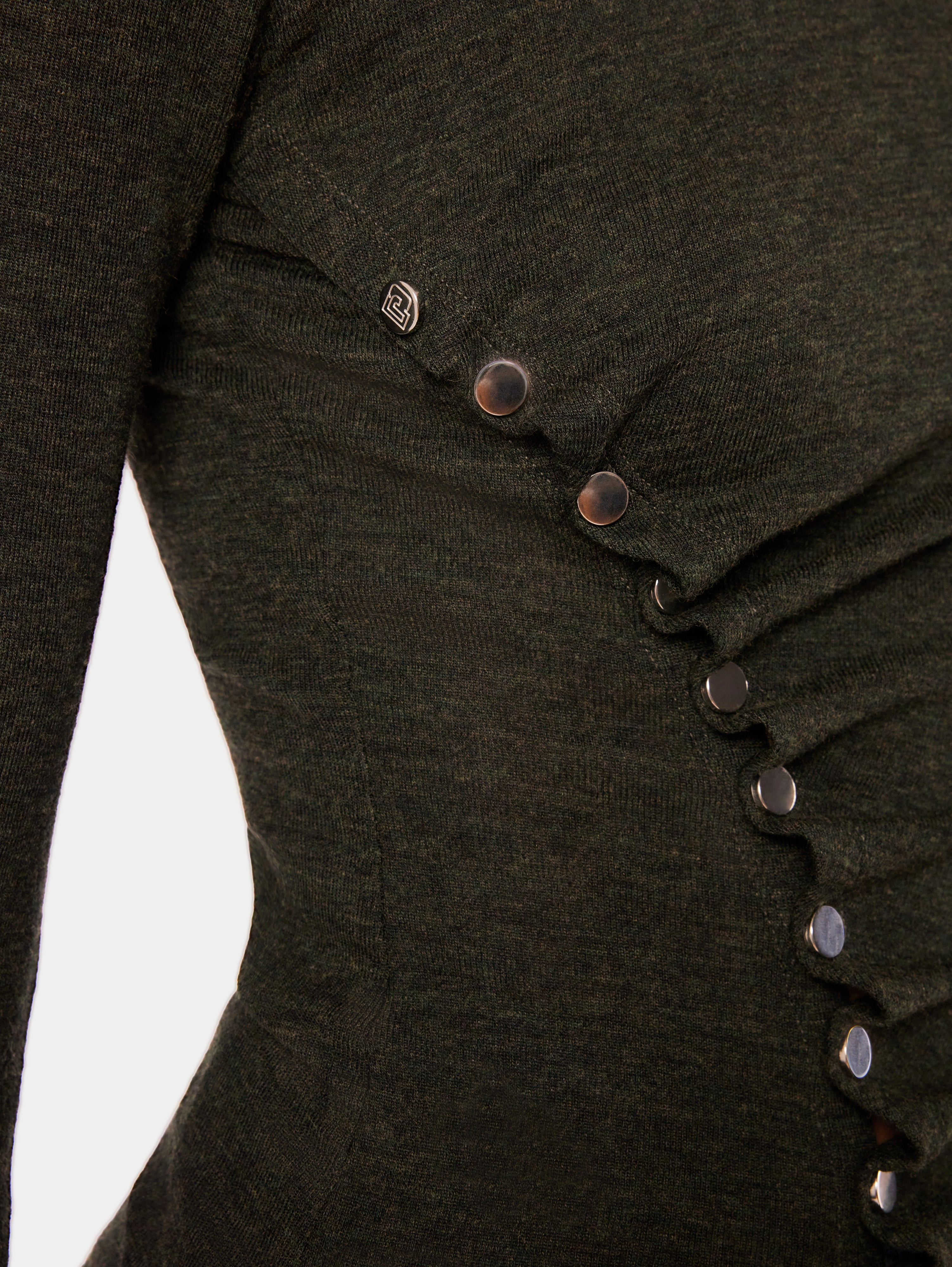 KHAKI DRAPÉ PRESSION TOP - 4
