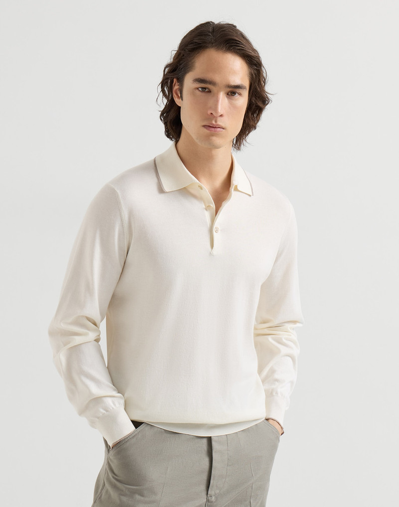 Sea Island cotton and cashmere lightweight knit polo 2