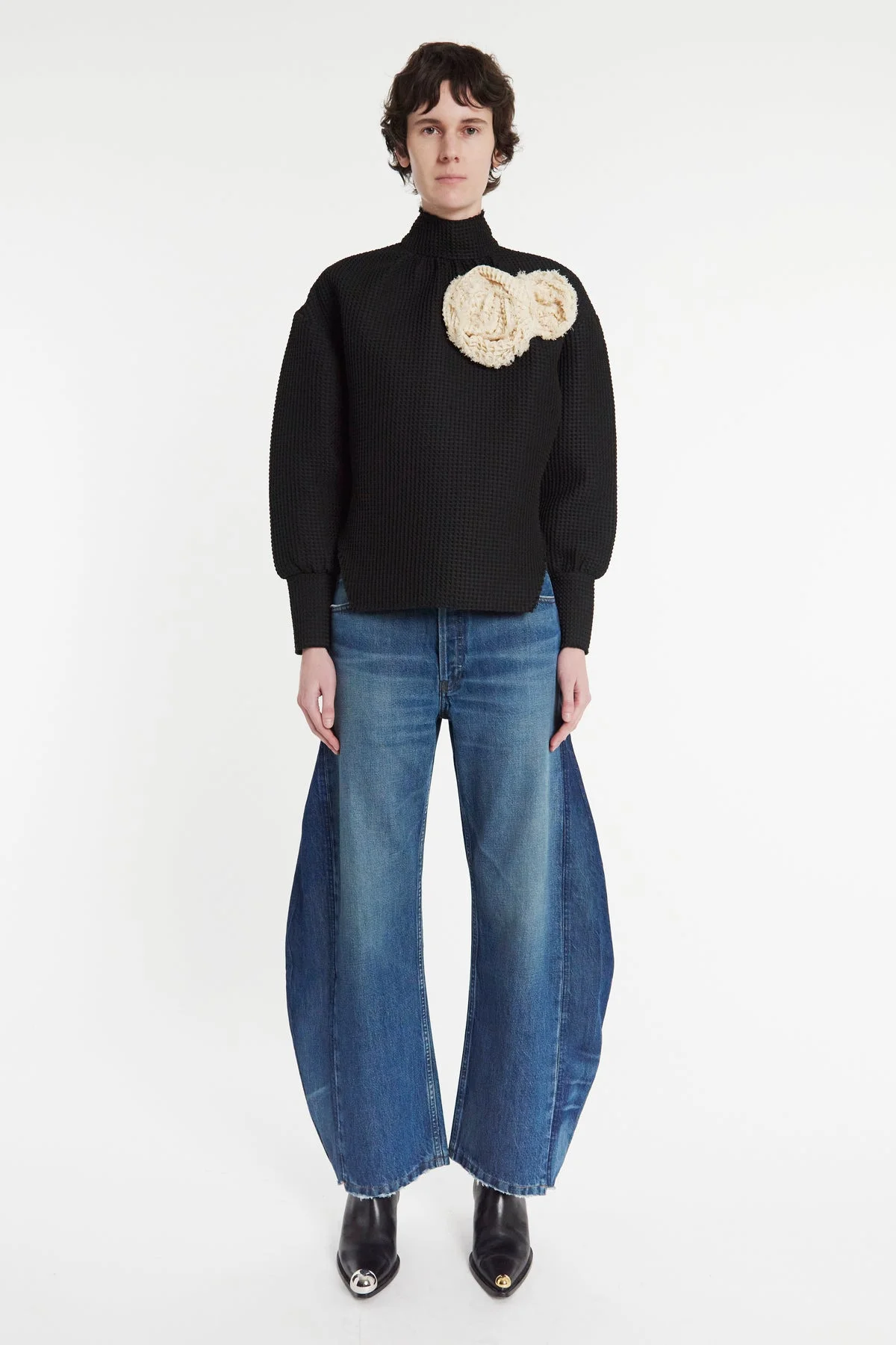 RECYCLED JEANS WITH SIDE INSERTS BLUE - 1