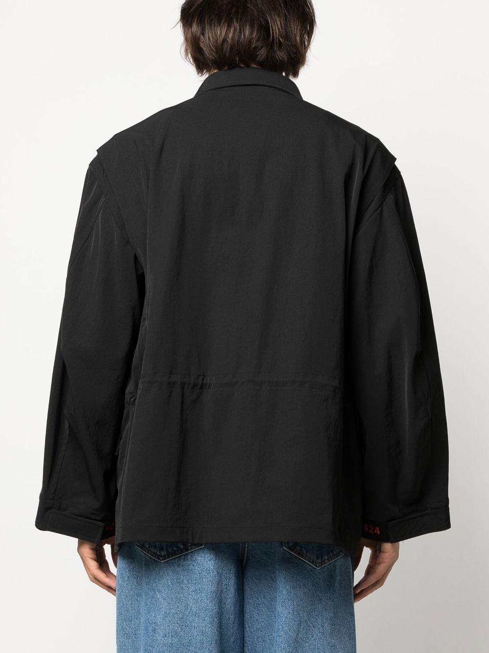 asymmetric logo-patch shirt jacket - 4