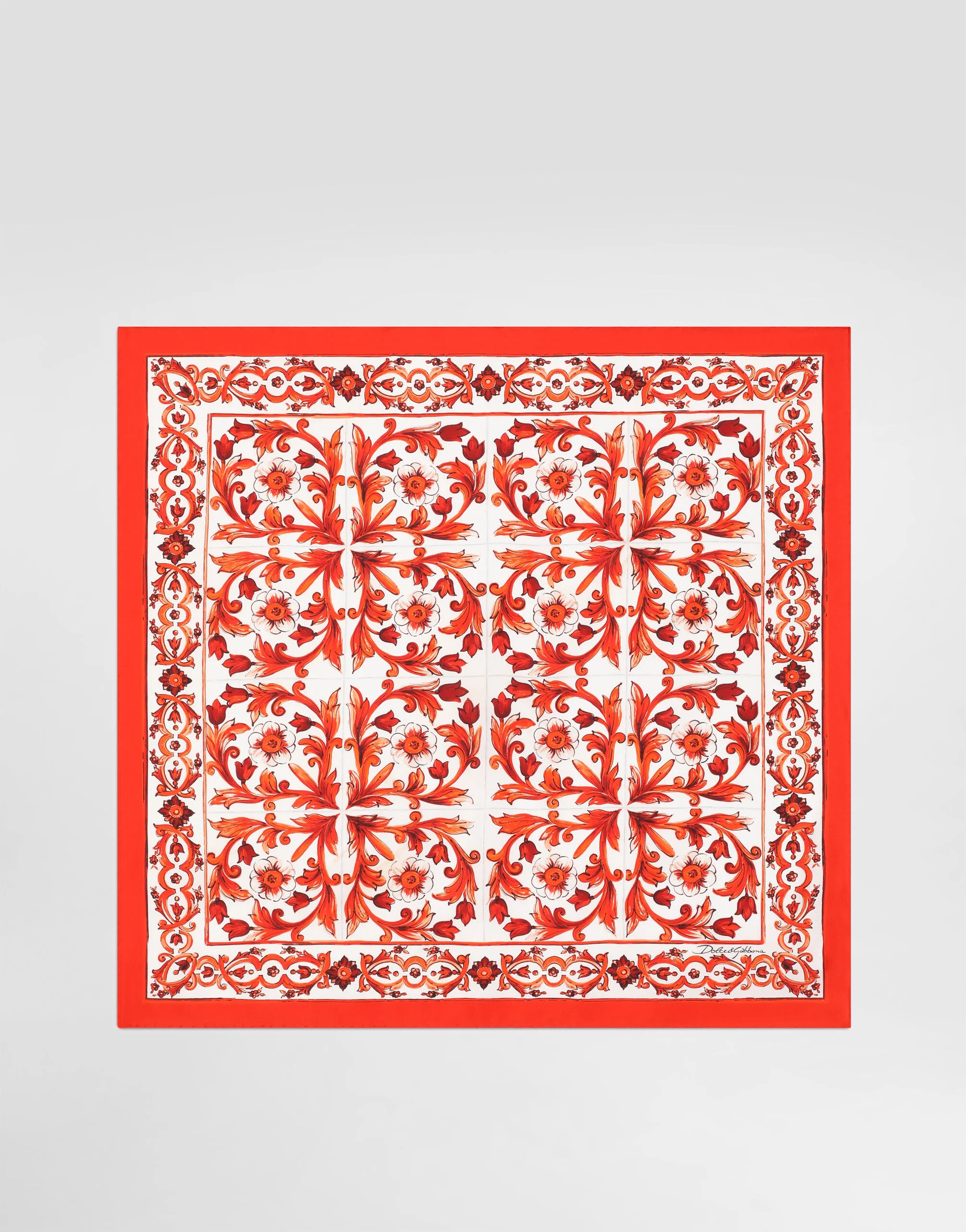 70x70 majolica-print silk twill scarf - 1