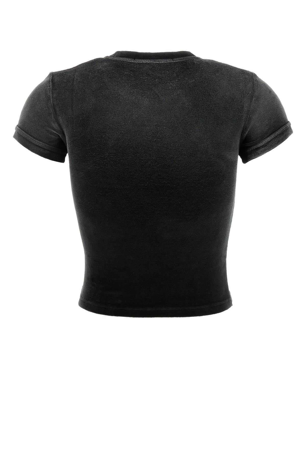 Black stretch terry fabric t-shirt - 2
