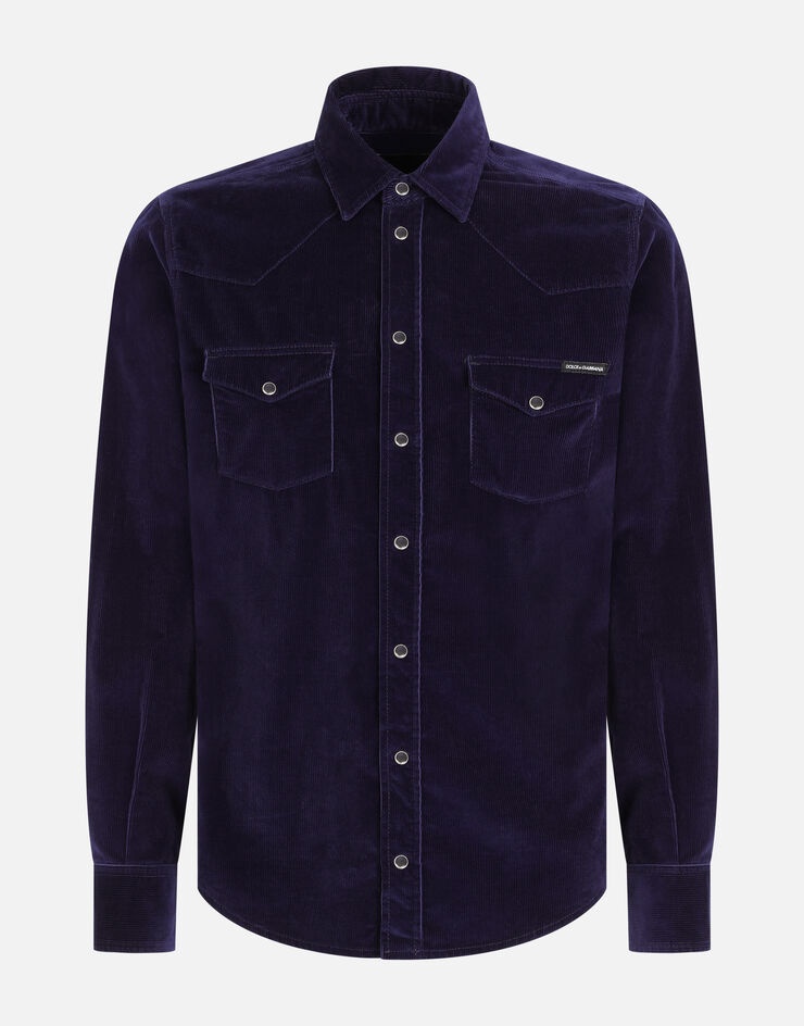 Garment-dyed stretch velvet shirt - 3