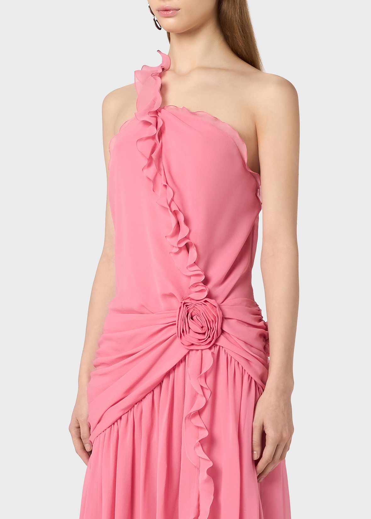 ONE-SHOULDER DRESS IN SILK GEORGETTE - 5
