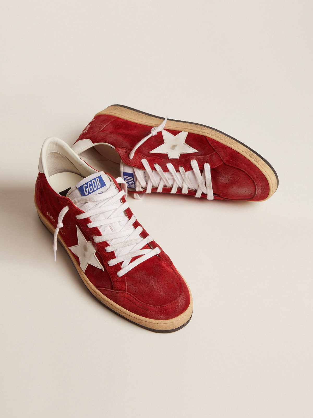 Men's Ball Star in dark red suede with white star and heel tab - 2