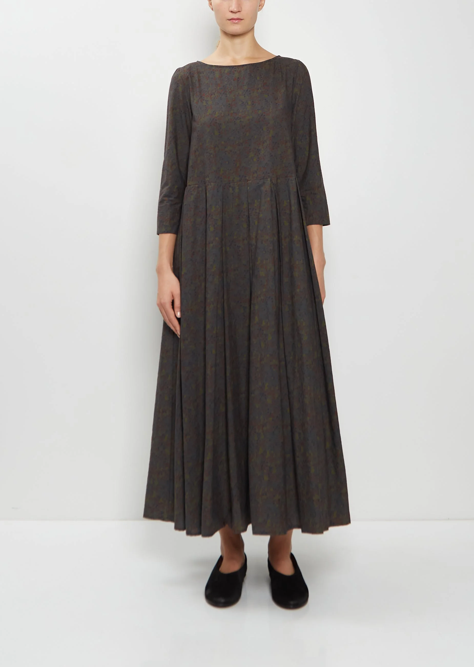 Cotton Floral Pleated Dress - 1