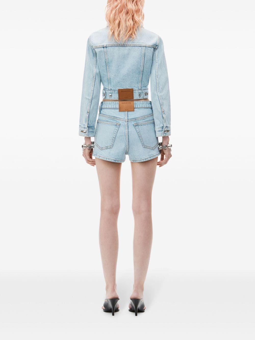 mid-rise denim skort - 4