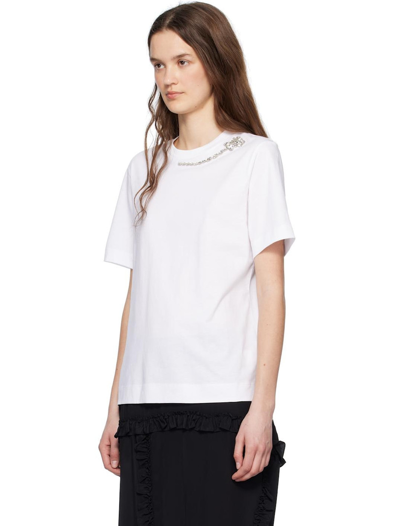 Simone Rocha White Embellished Flower T-shirt outlook